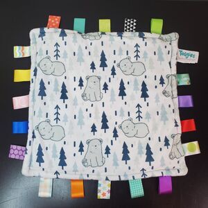 Mary Meyer Taggies Comfy Artic Bears Sensory Ribbon Tag Lovey 11" X 12" Woodland